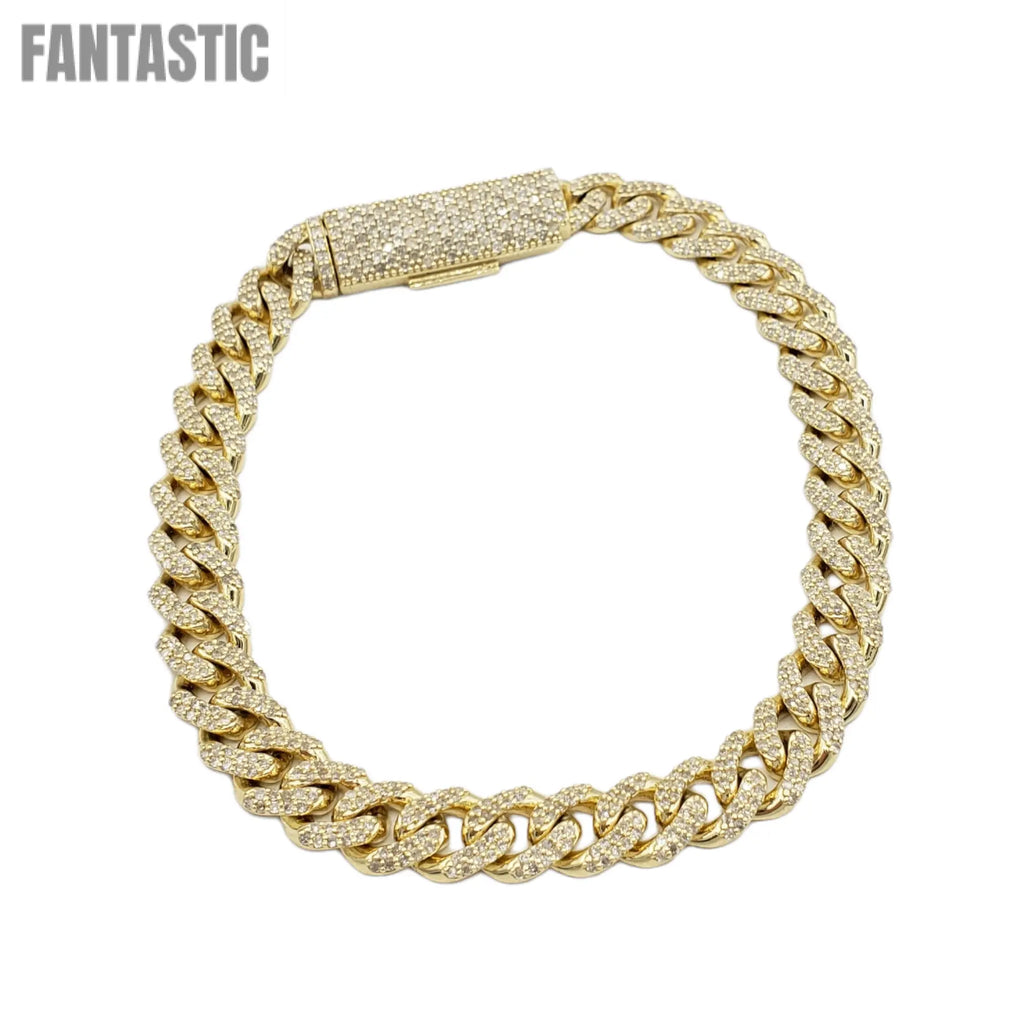 10K Gold- Iced Out Diamond Miami Cuban Bracelets (8mm) Fantastic NYC
