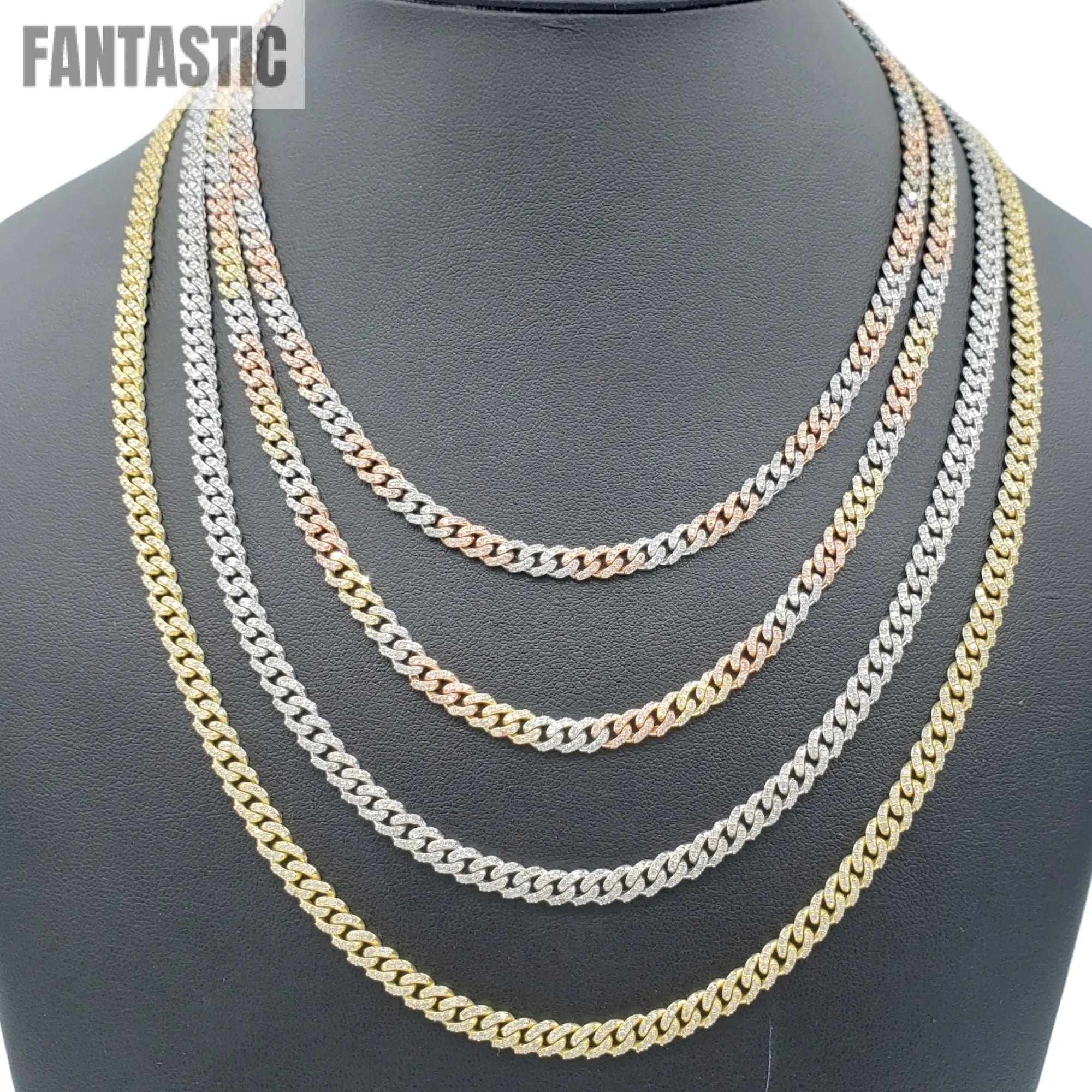 10K Gold- Iced Out Diamond Miami Cuban Chains (5mm) Fantastic NYC
