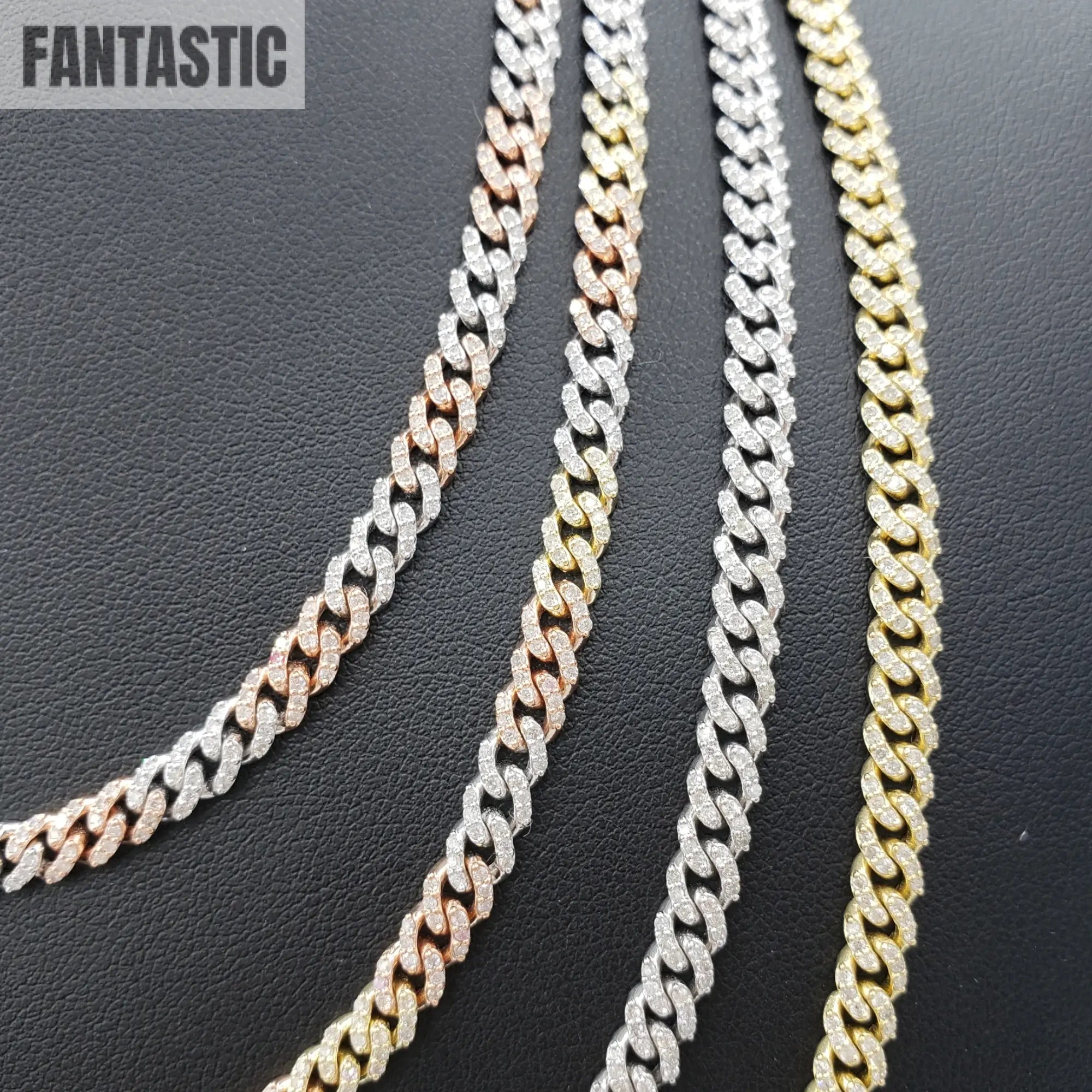 10K Gold- Iced Out Diamond Miami Cuban Chains (5mm) Fantastic NYC