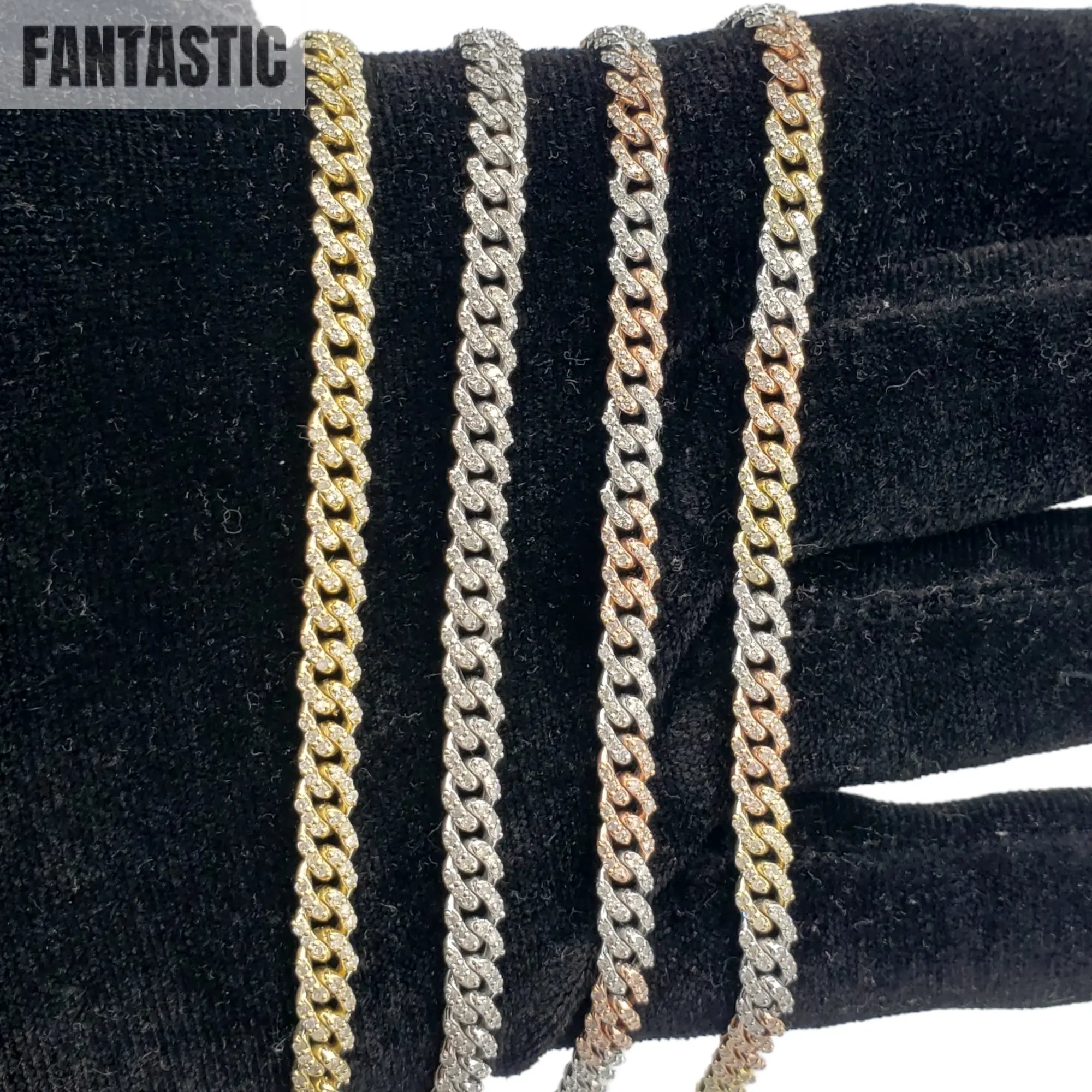 10K Gold- Iced Out Diamond Miami Cuban Chains (5mm) Fantastic NYC