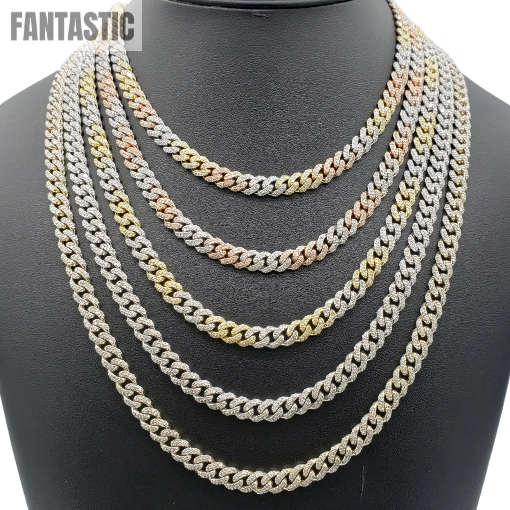 10K Gold- Iced Out Diamond Miami Cuban Chains (7mm) Fantastic NYC