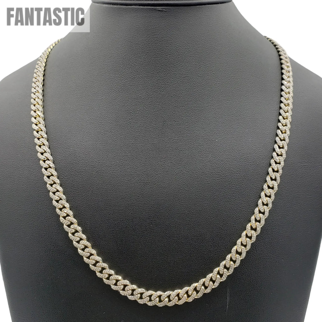 10K Gold- Iced Out Diamond Miami Cuban Chains (7mm) Fantastic NYC