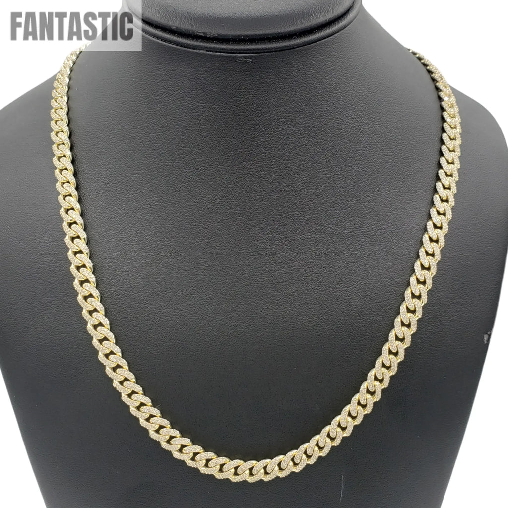 10K Gold- Iced Out Diamond Miami Cuban Chains (8mm) Fantastic NYC