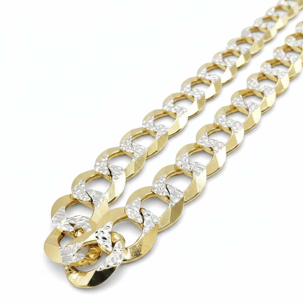 10K Gold- Solid Cuban Link Diamond Cut (Pave) Chain - Fantastic Jewelry NYC LLC
