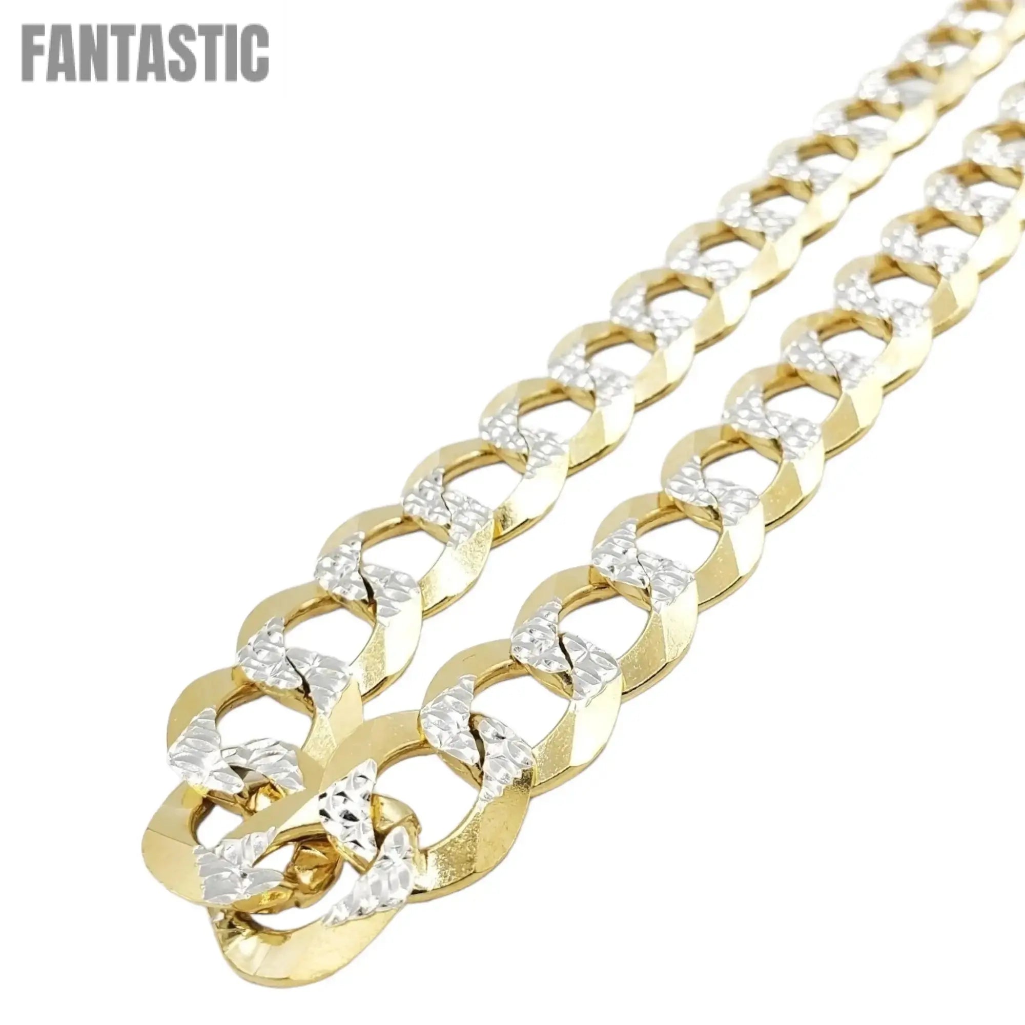 10K Gold- Solid Cuban Link Diamond Cut (Pave) Chain - Fantastic Jewelry NYC LLC