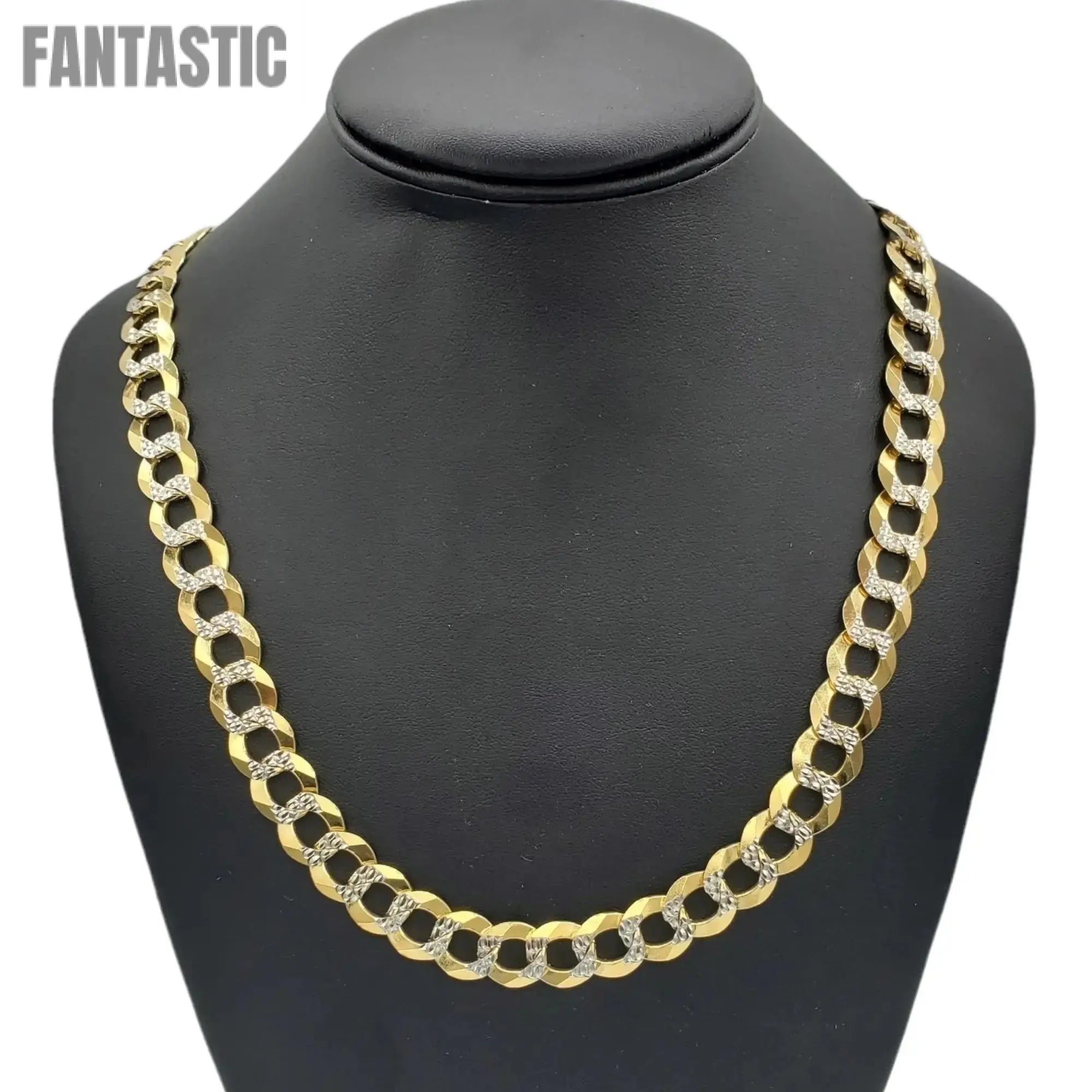 10K Gold- Solid Cuban Link Diamond Cut (Pave) Chain - Fantastic Jewelry NYC LLC