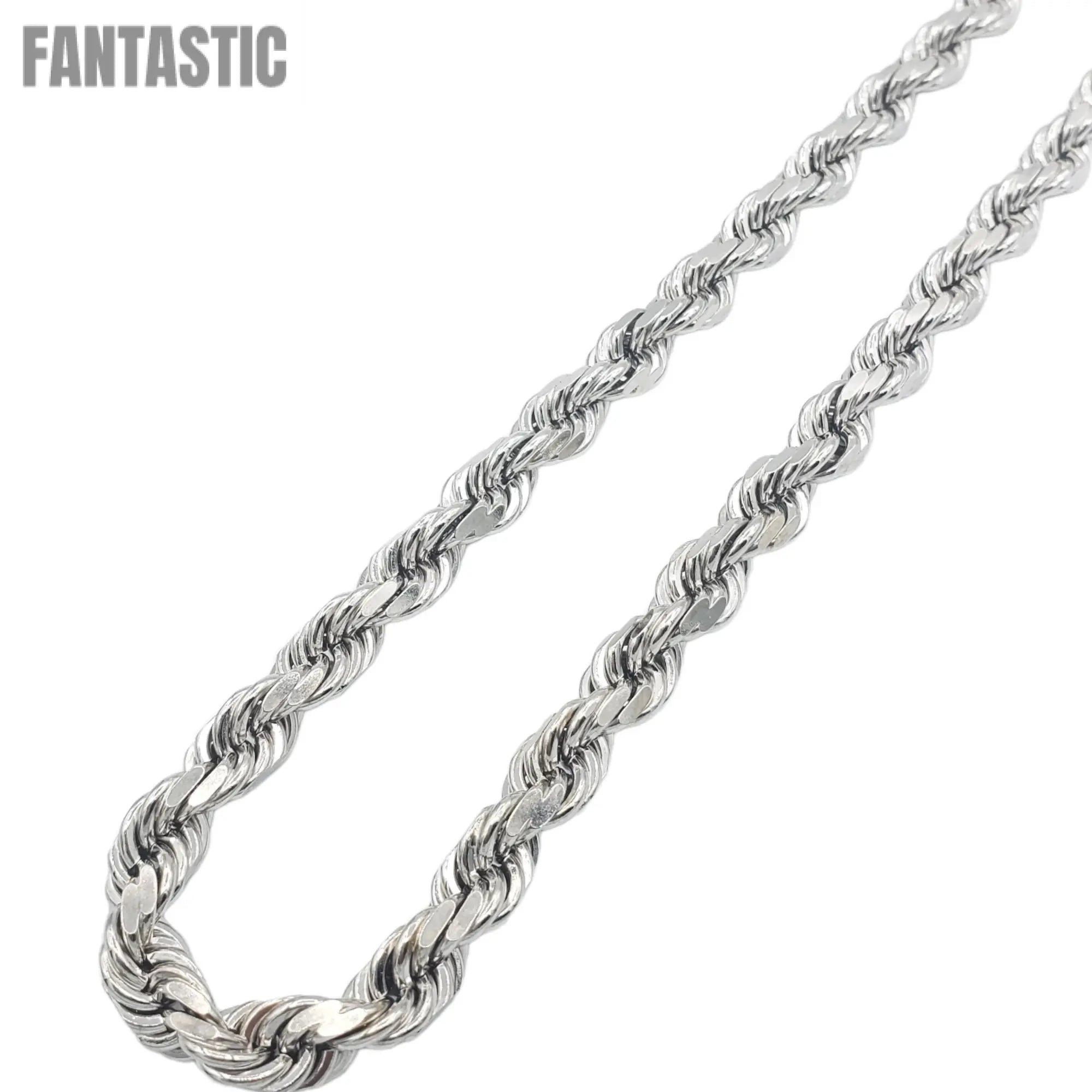 10K Gold- Solid Rope Chain (White Gold) Fantastic NYC