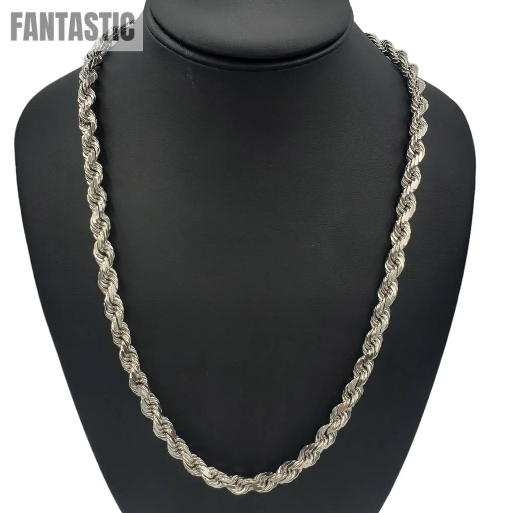 10K Gold- Solid Rope Chain (White Gold) Fantastic NYC