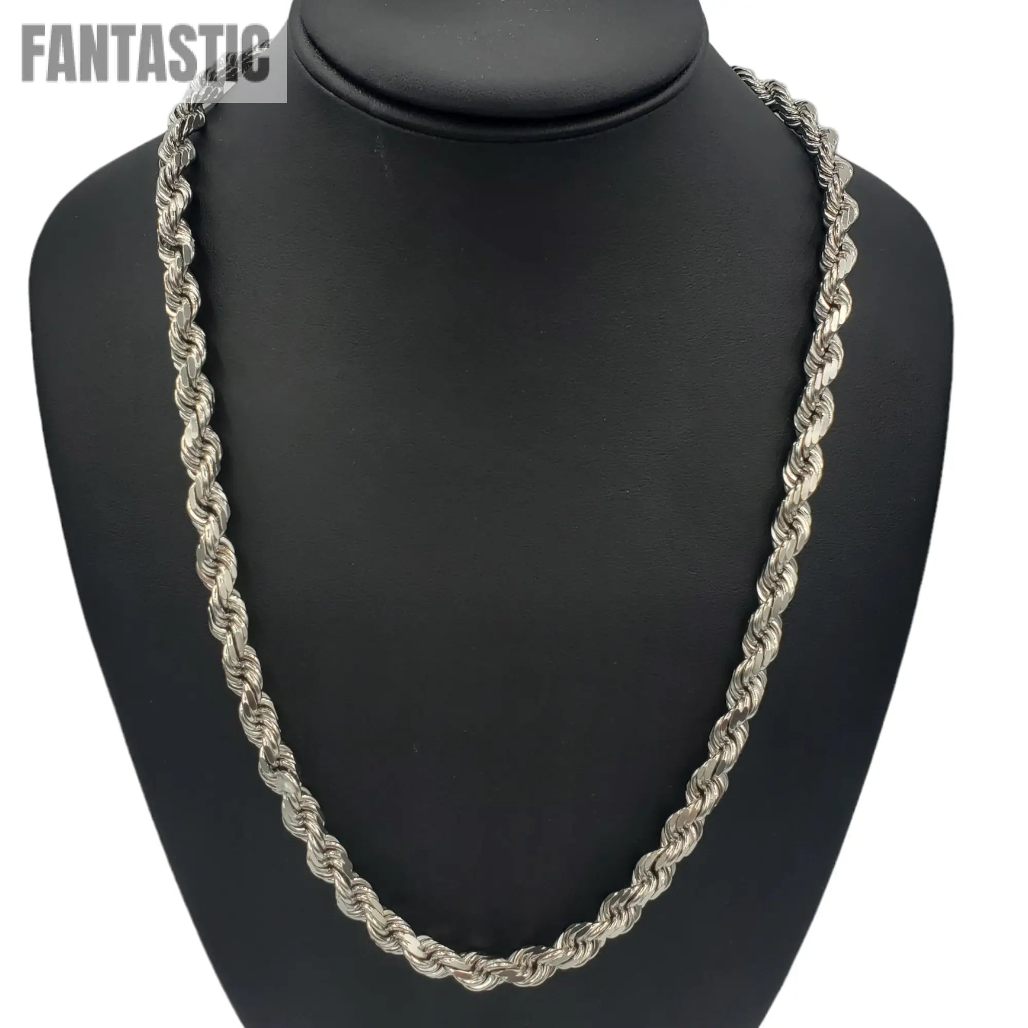 10K Gold- Solid Rope Chain (White Gold) Fantastic NYC