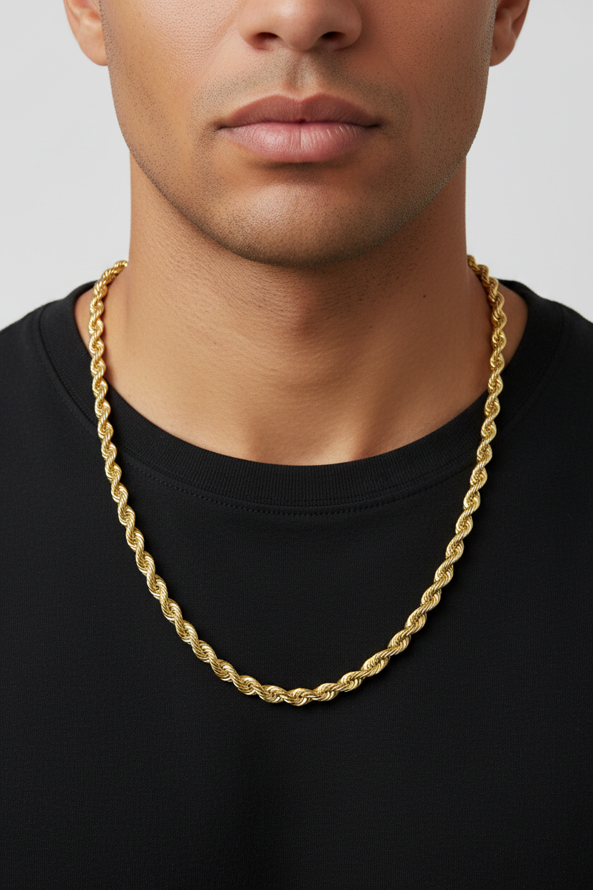10K Solid Gold Rope Chain — Yellow Gold