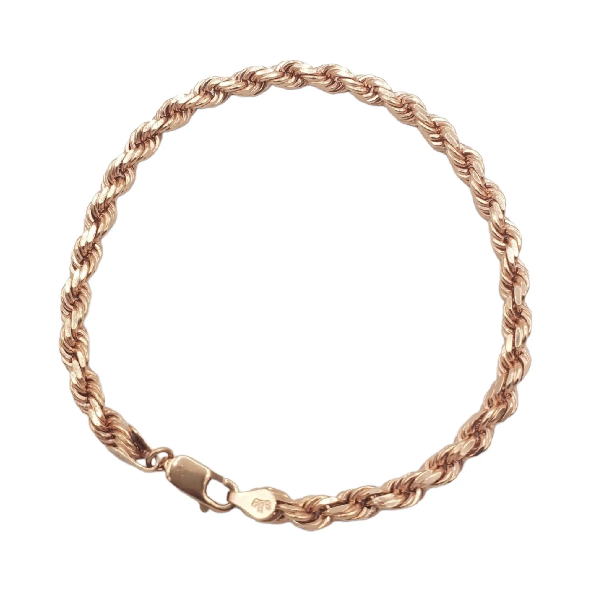 10K Rose Gold- Solid Rope Bracelet Fantastic NYC