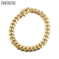 Brazalete cubano de Miami macizo de oro amarillo de 10K
