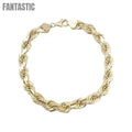 Pulseras de cuerda sólida de oro amarillo de 10K