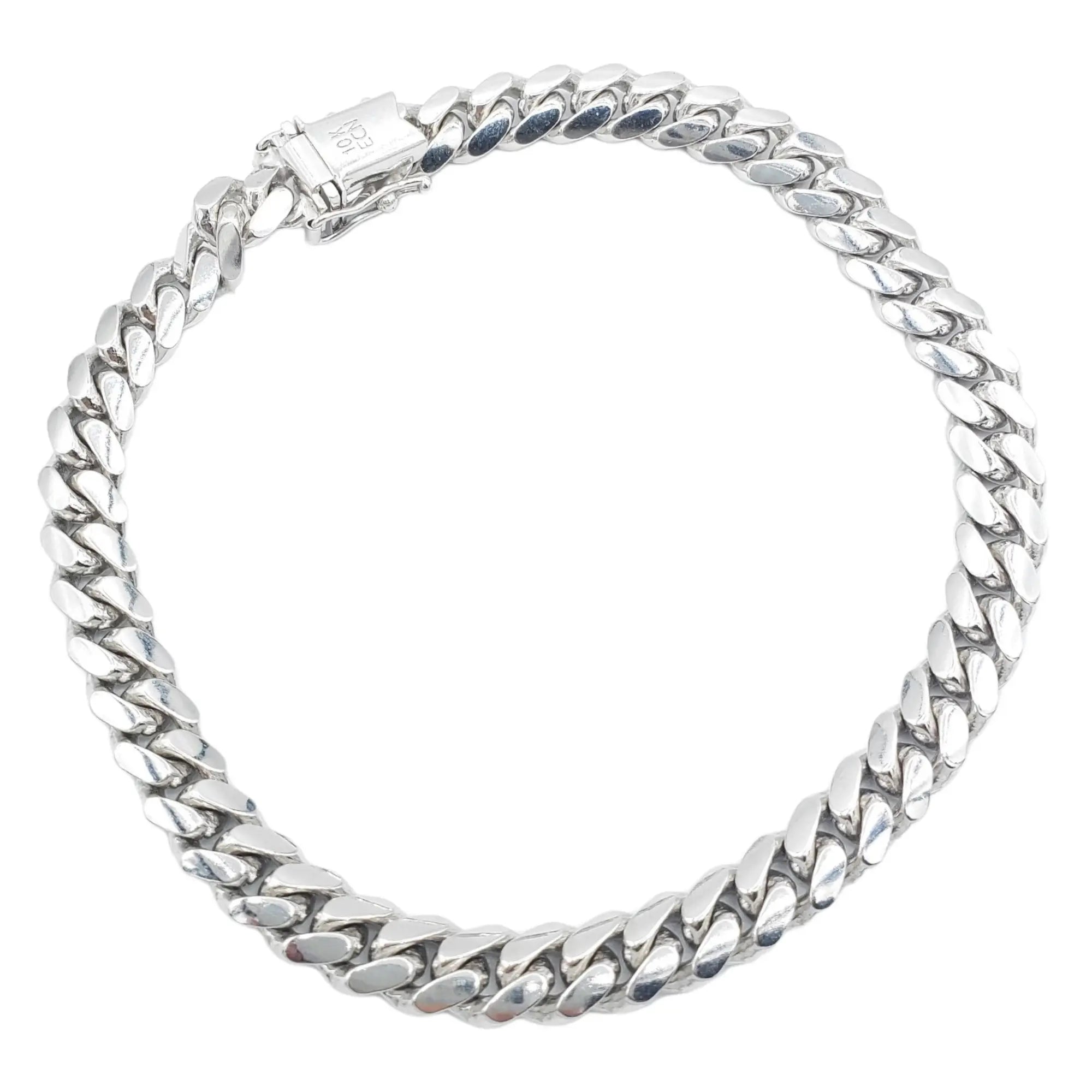 10k Solid White Gold Miami Cuban Bracelets Fantastic NYC