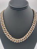 Cadena cubana Miami tricolor de oro de 14K con diamantes (264 gramos)