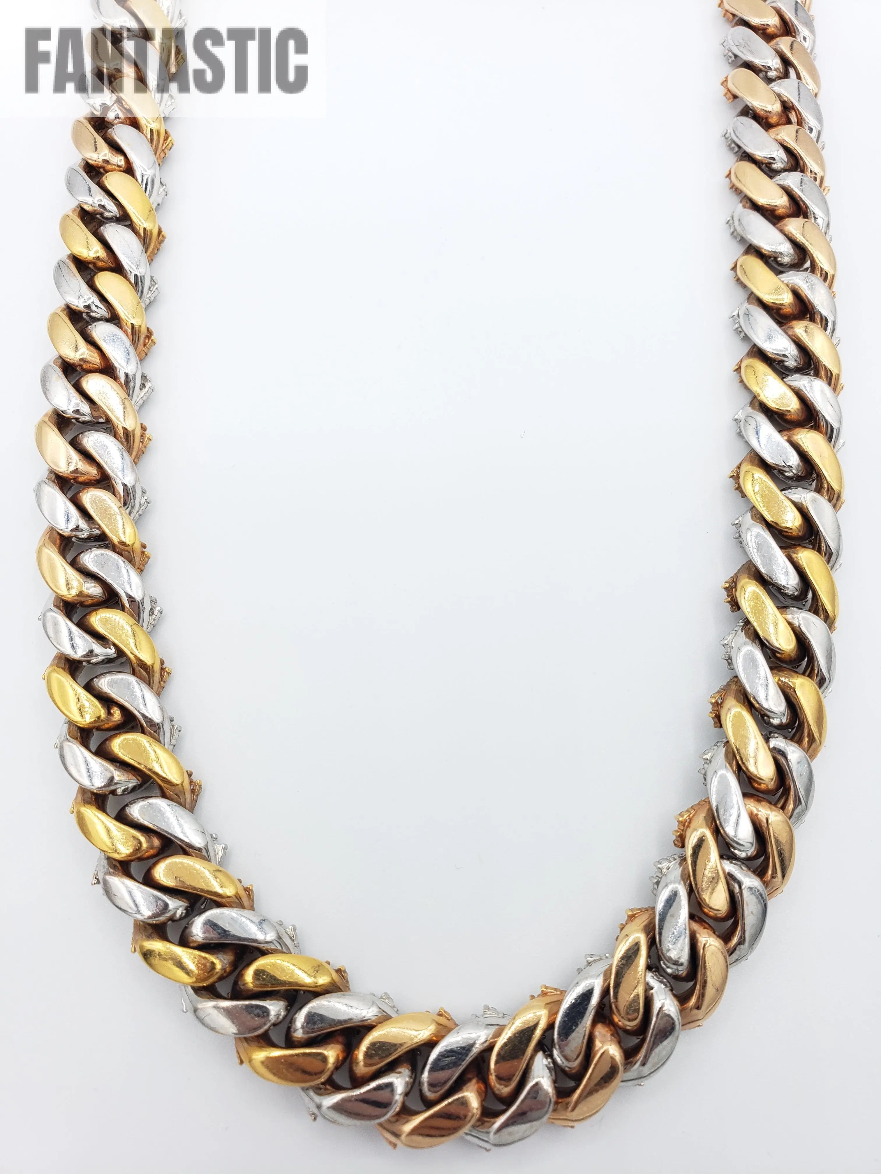 14K Gold- Diamond Miami Cuban Chain Tri-Color (264 Grams) Fantastic NYC