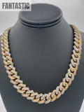Cadena Cubana Miami de Oro de 14K con Diamantes Tricolor (331 Gramos)