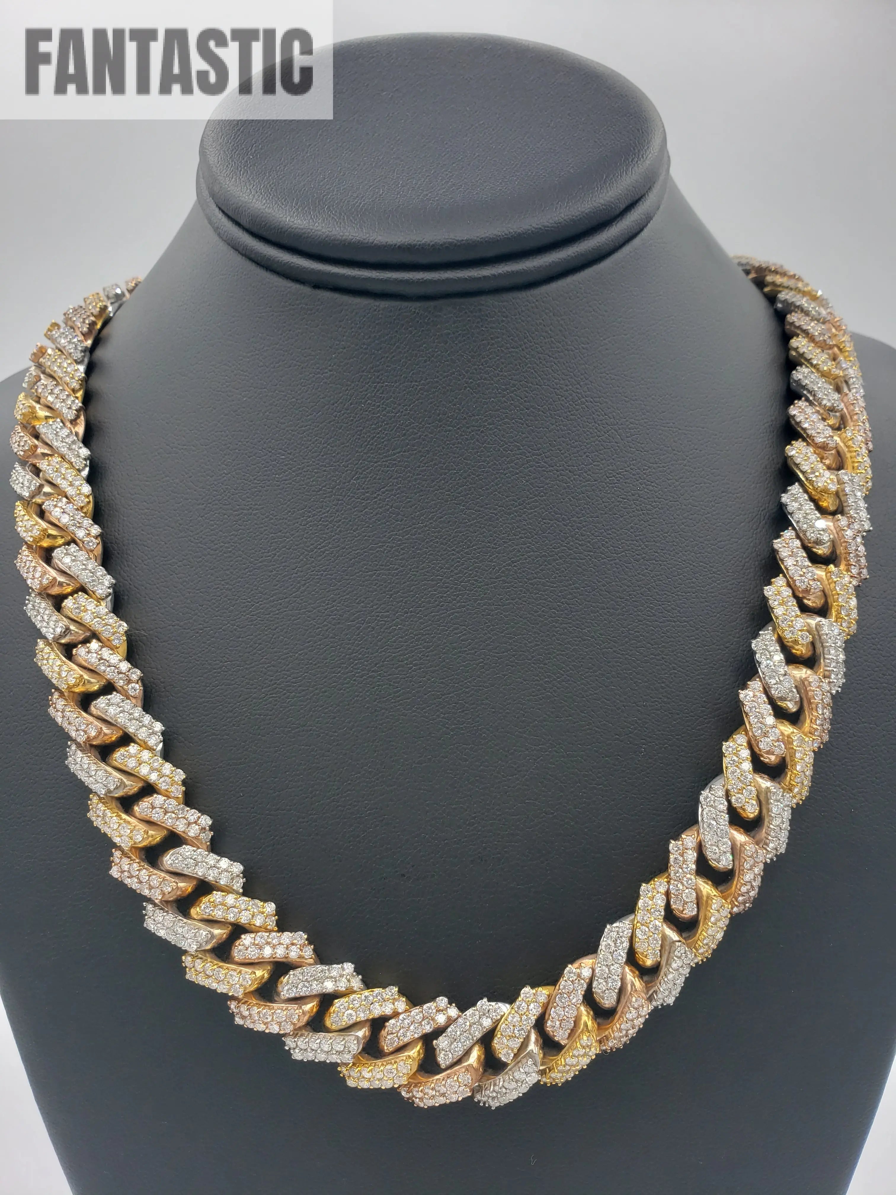 14K Gold- Diamond Miami Cuban Chain Tri-Color (331 Grams) Fantastic NYC