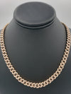 Cadena Cubana de Oro Rosa de 14K con Diamantes (93.3 Gramos)