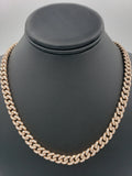 Cadena Cubana de Oro Rosa de 14K con Diamantes (93.3 Gramos)