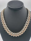 Cadena Cubana de Oro 14K con Diamantes, Dos Tonos (325 Gramos)