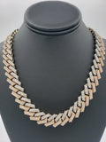 Cadena Cubana de Oro 14K con Diamantes, Dos Tonos (325 Gramos)
