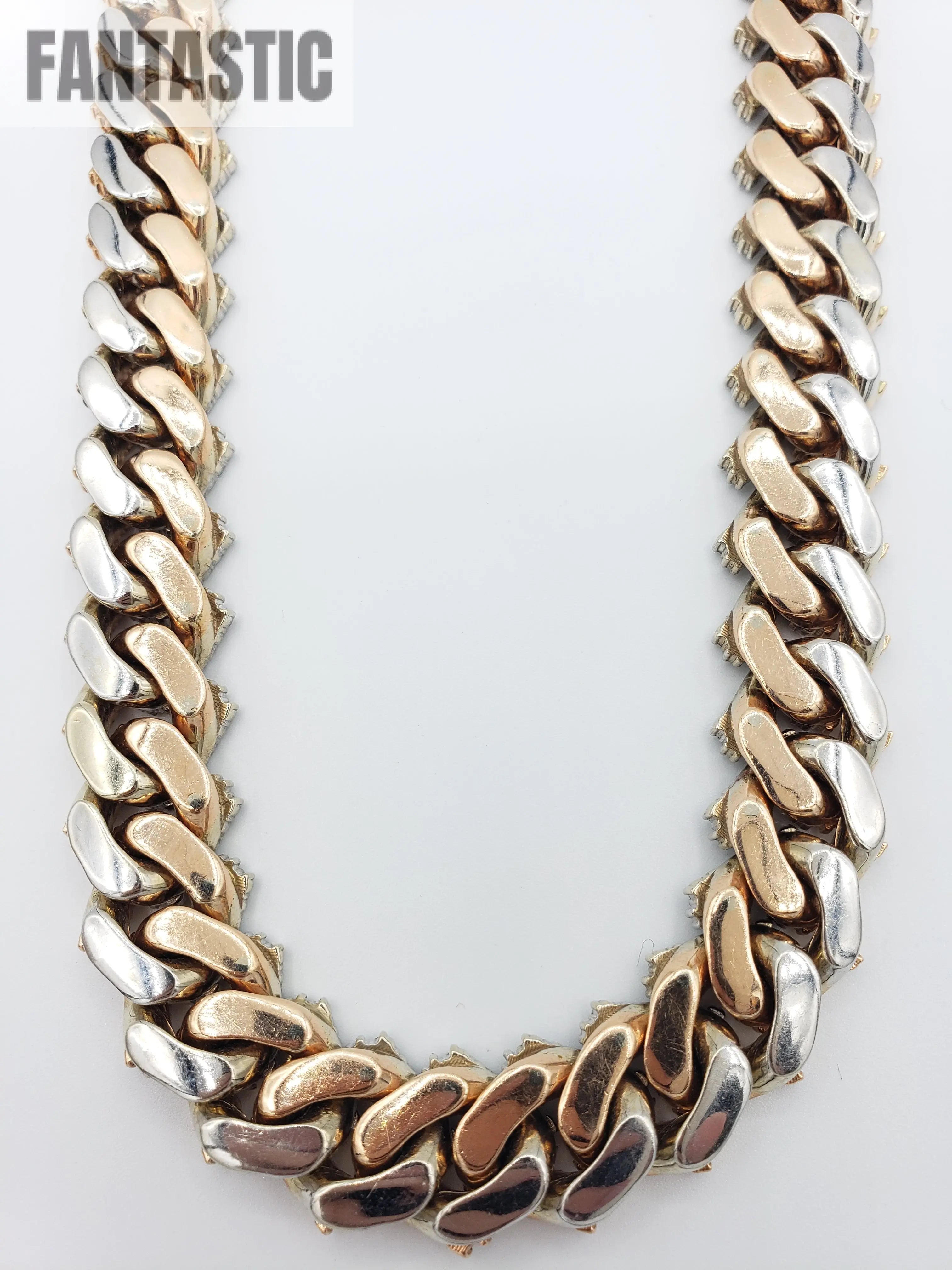 14K Gold- Diamond Miami Cuban Two-Tone Chain (325 Grams) Fantastic NYC
