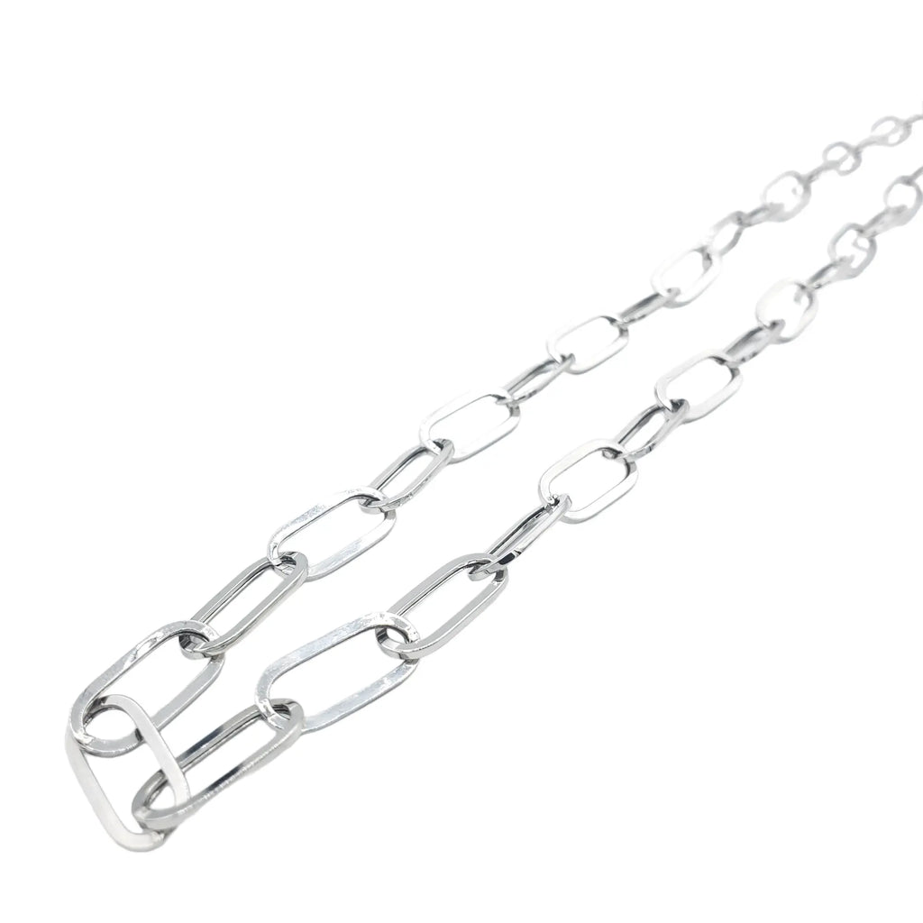 14K Gold- Hollow Paperclip Chain (White Gold) Fantastic NYC