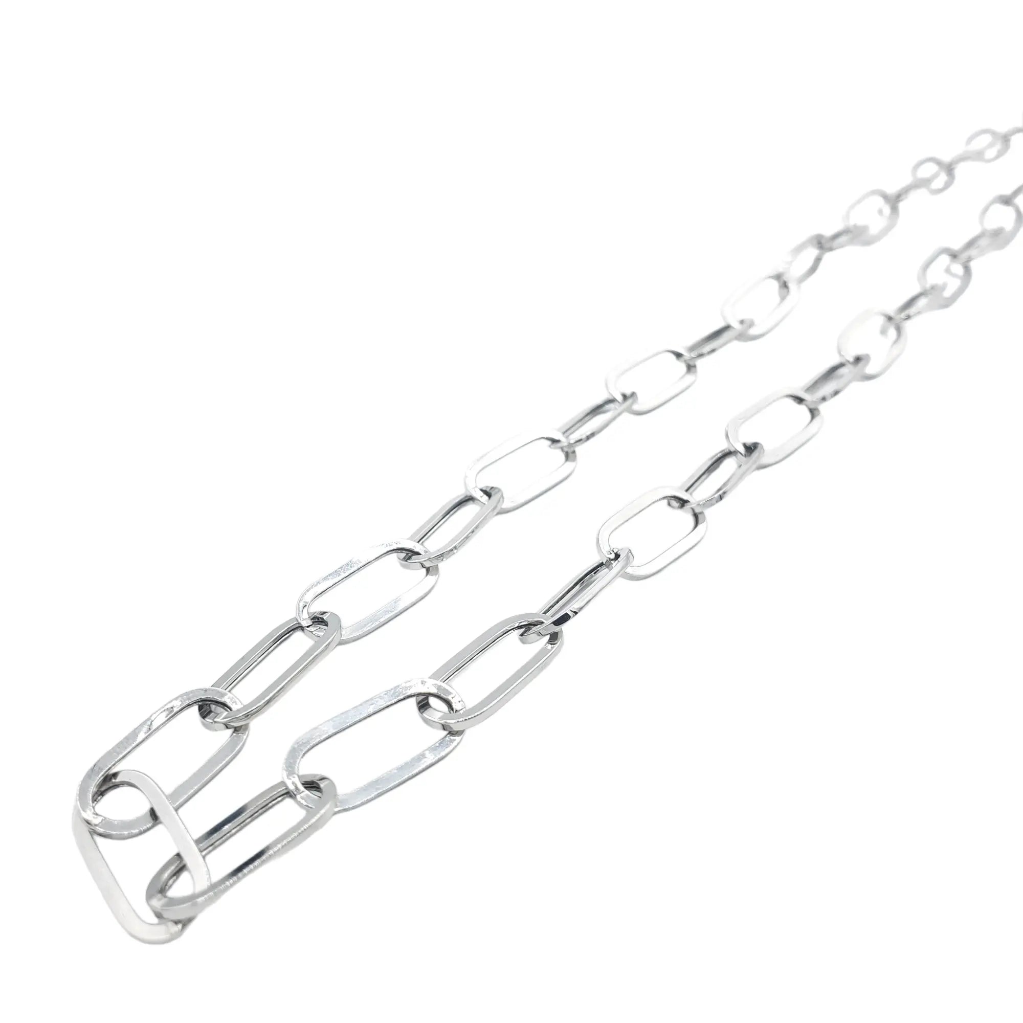 14K Gold- Hollow Paperclip Chain (White Gold) Fantastic NYC
