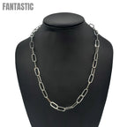 14K Gold- Hollow Paperclip Chain (White Gold) Fantastic NYC