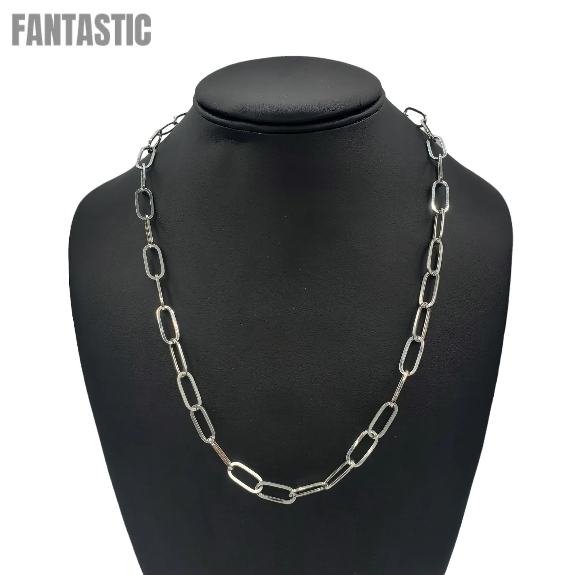 14K Gold- Hollow Paperclip Chain (White Gold) Fantastic NYC