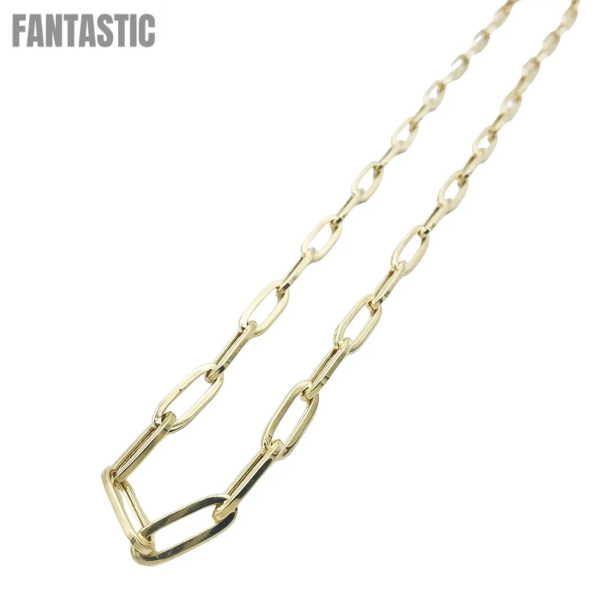 14K Gold- Hollow Paperclip Chain (Yellow Gold) - Fantastic Jewelry NYC LLC