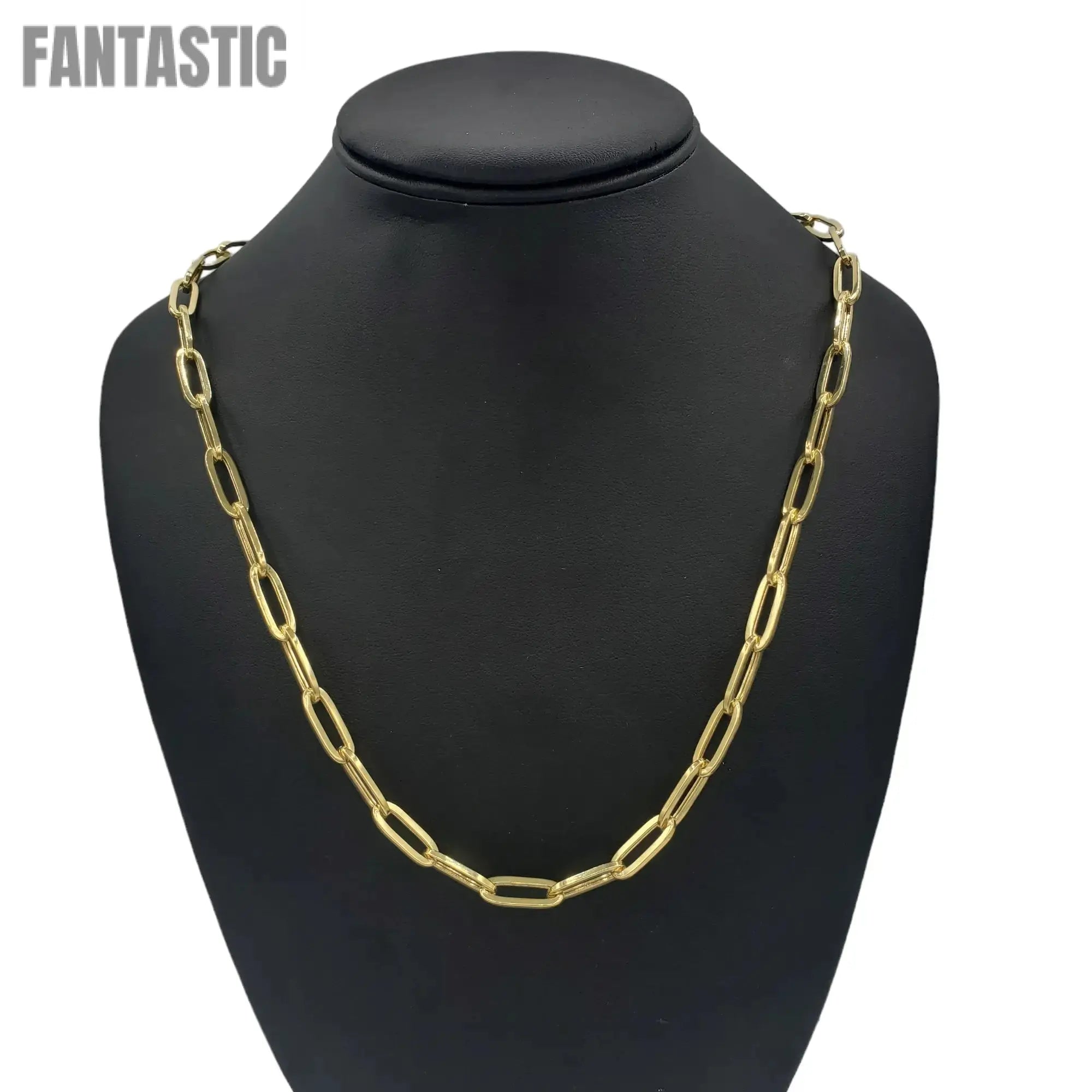 14K Gold- Hollow Paperclip Chain (Yellow Gold) - Fantastic Jewelry NYC LLC