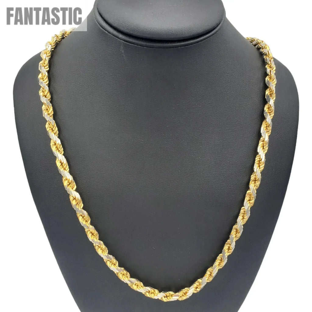 14K Gold- Solid Rope Diamond Cut (Pave) Chain - Fantastic Jewelry NYC LLC
