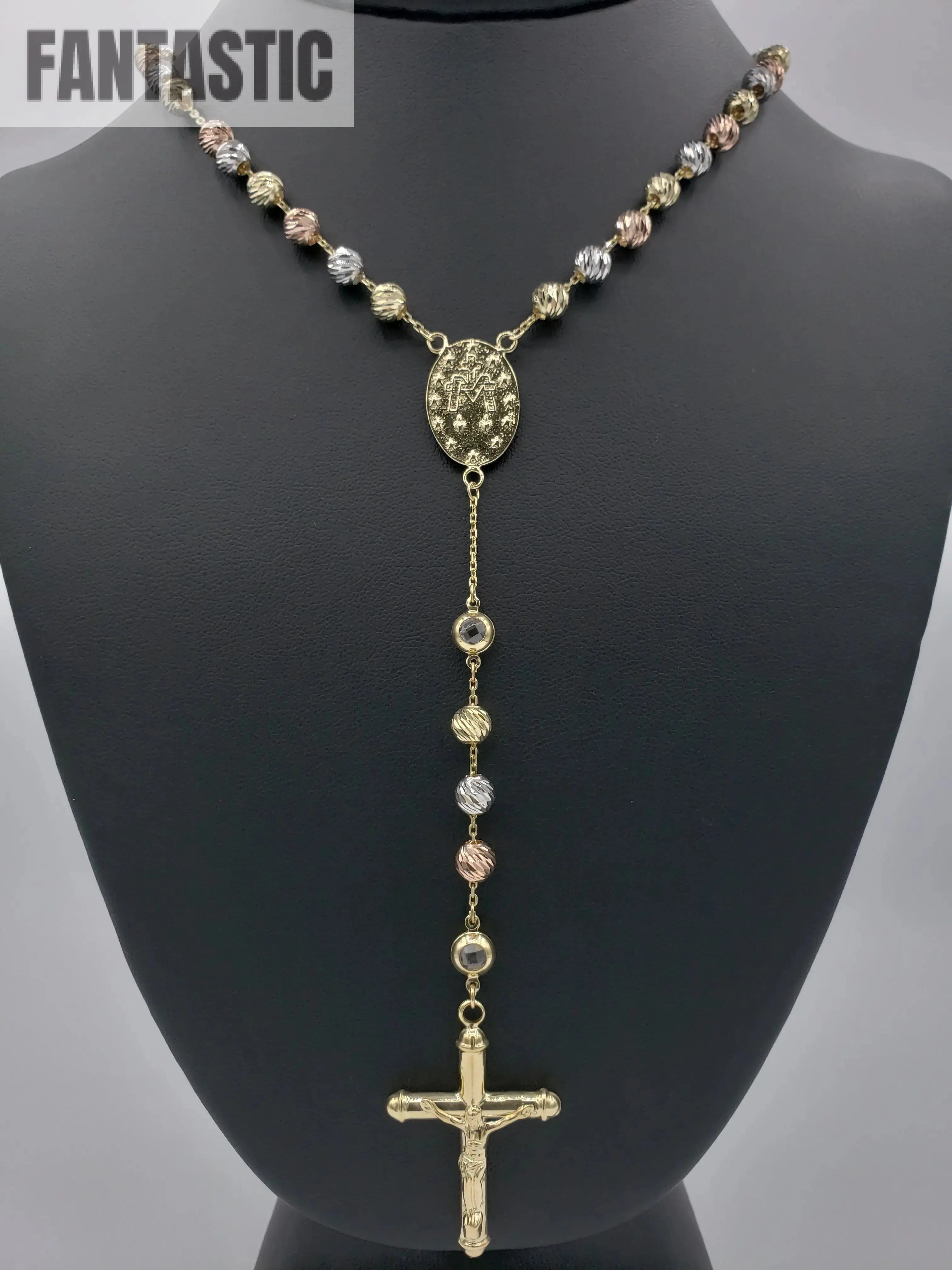 14K Gold- Rosary Chain Tri-Color - Fantastic Jewelry NYC LLC