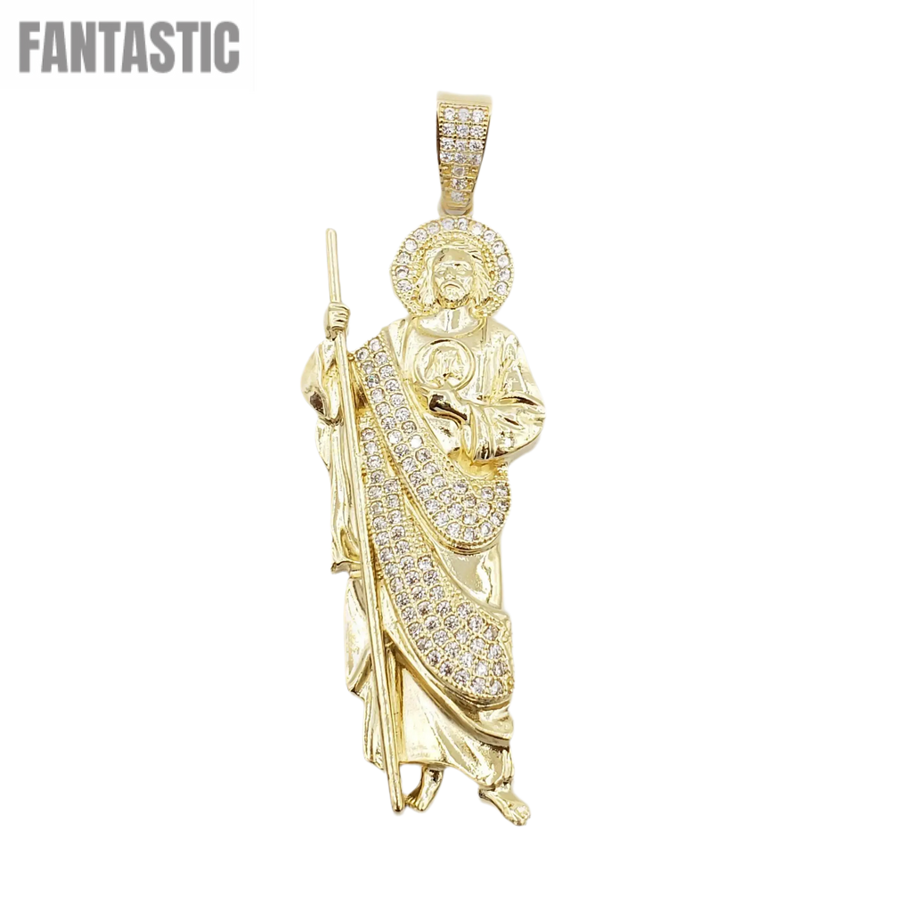 14K Gold- Saint Jude CZ Pendant - Fantastic Jewelry NYC LLC