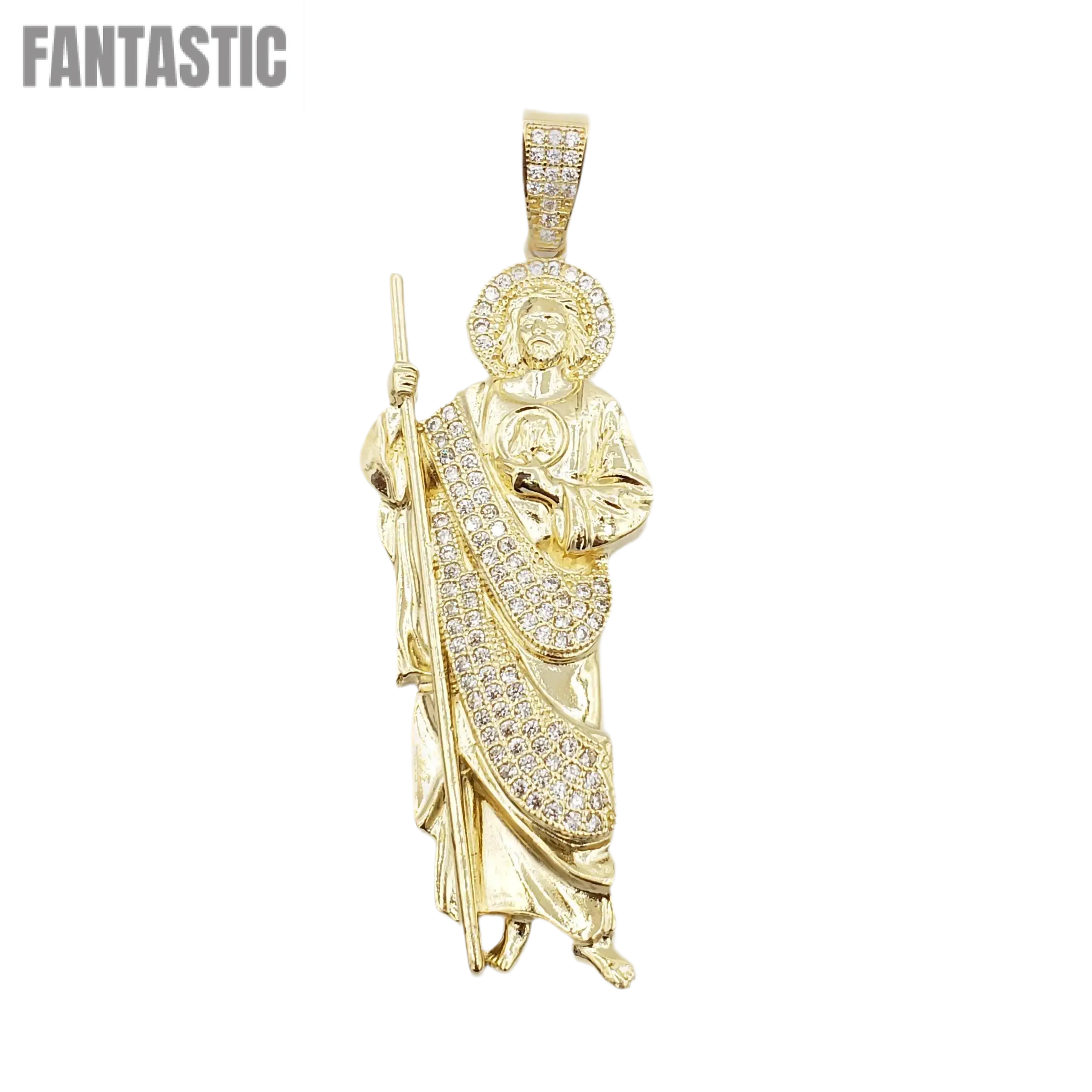 14K Gold- Saint Jude CZ Pendant - Fantastic Jewelry NYC LLC