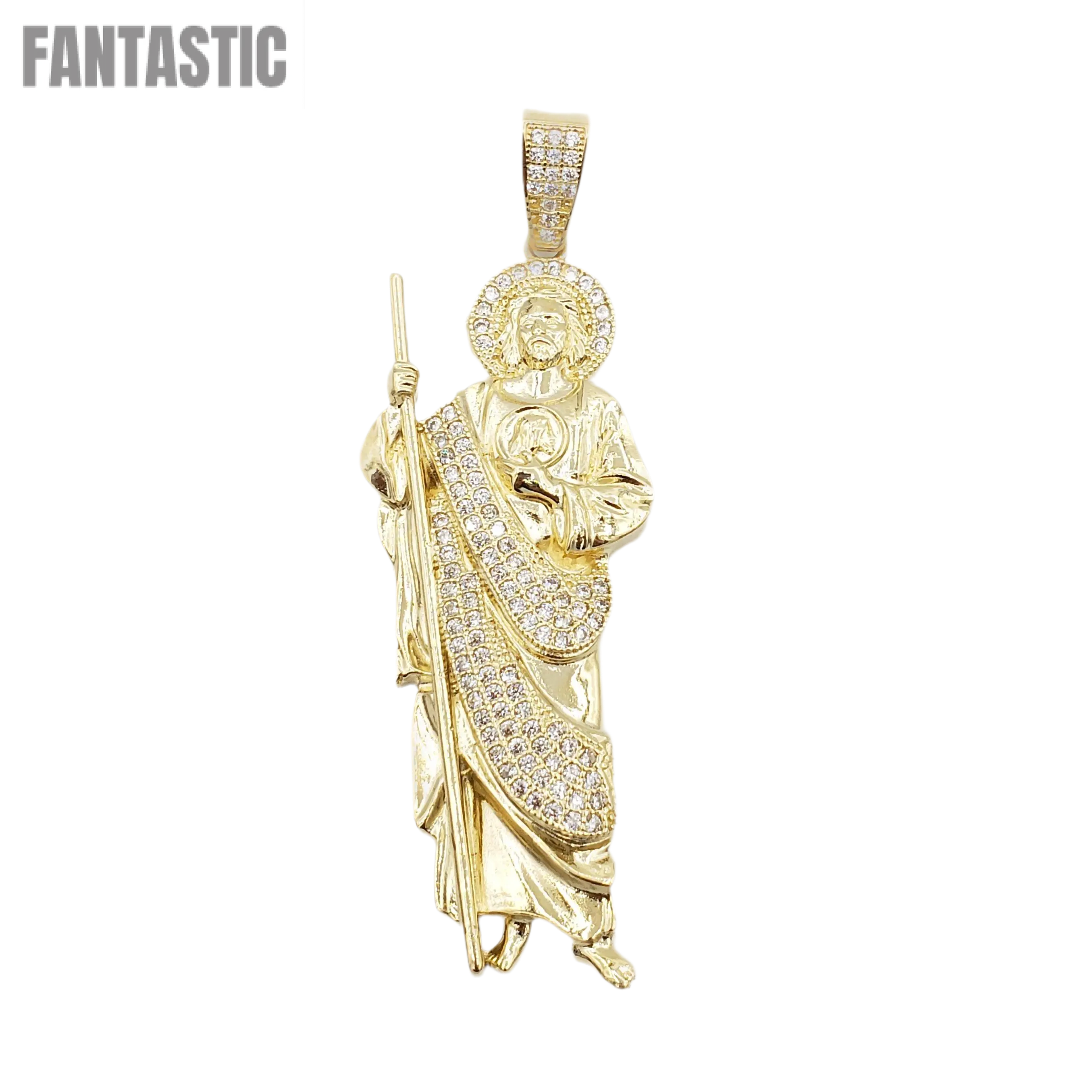 14K Gold- Saint Jude CZ Pendant - Fantastic Jewelry NYC LLC