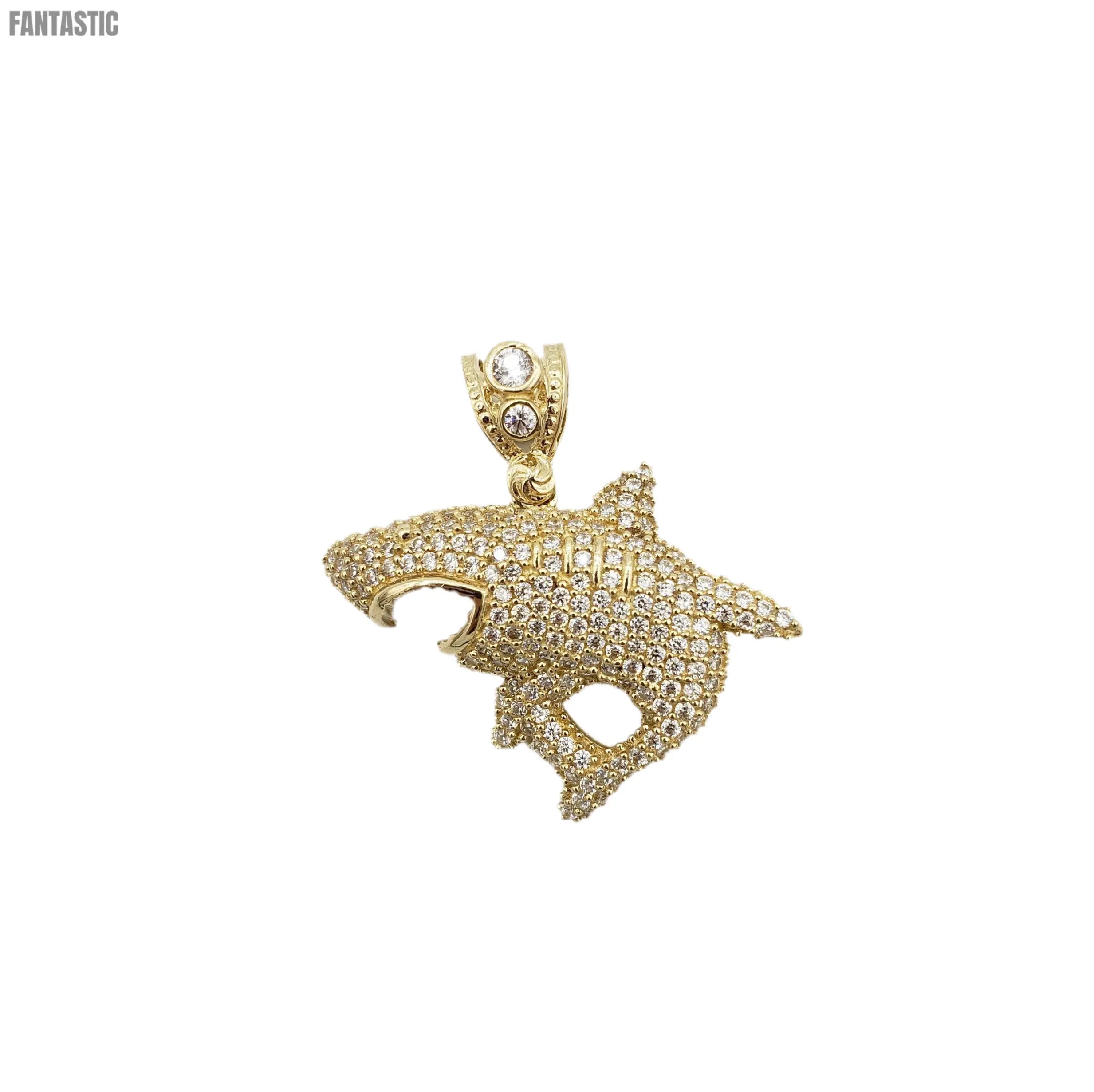 14K Gold Shark Pendant – Dominate with Real Gold Power Fantastic Jewelry NYC