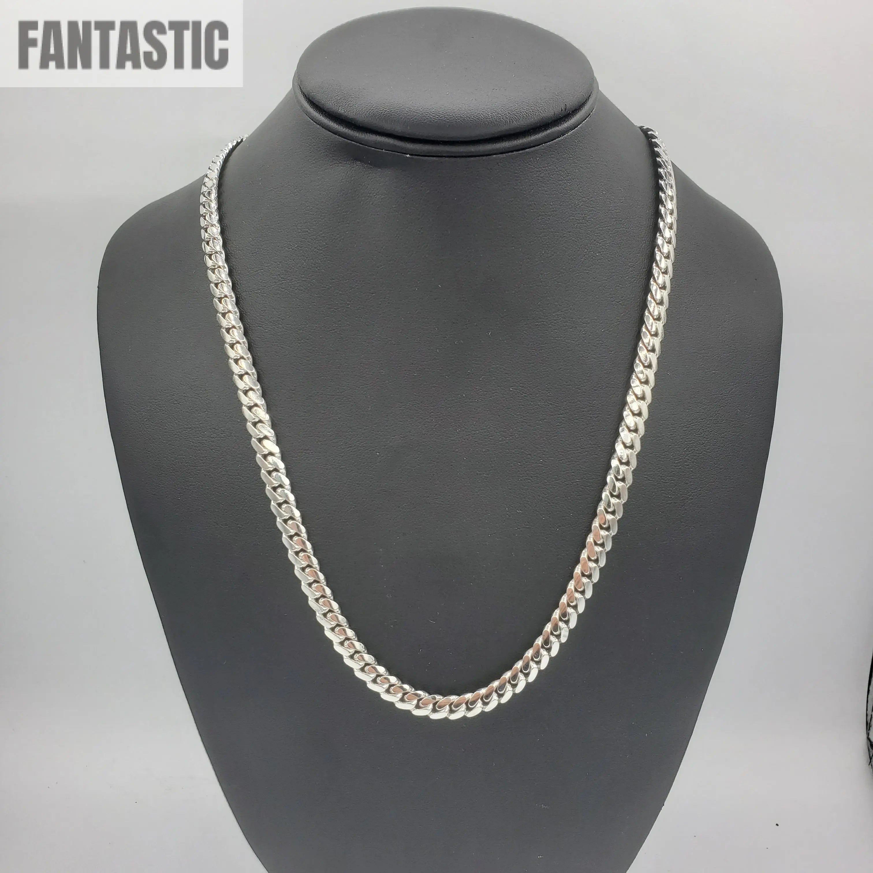 14K Gold- Solid Miami Cuban Chain (White Gold) Fantastic NYC