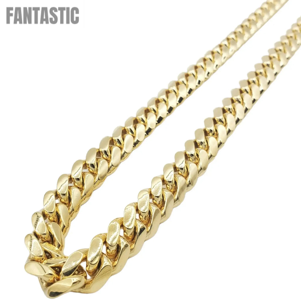 14K Gold- Solid Miami Cuban Chain 24 Inches 4mm - Fantastic Jewelry NYC LLC