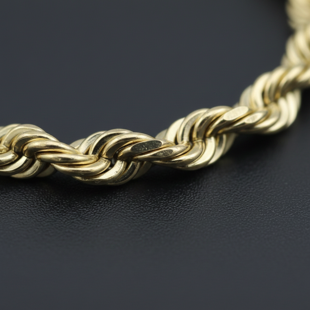 14K Hollow Gold Rope Chain — Italian Yellow Gold