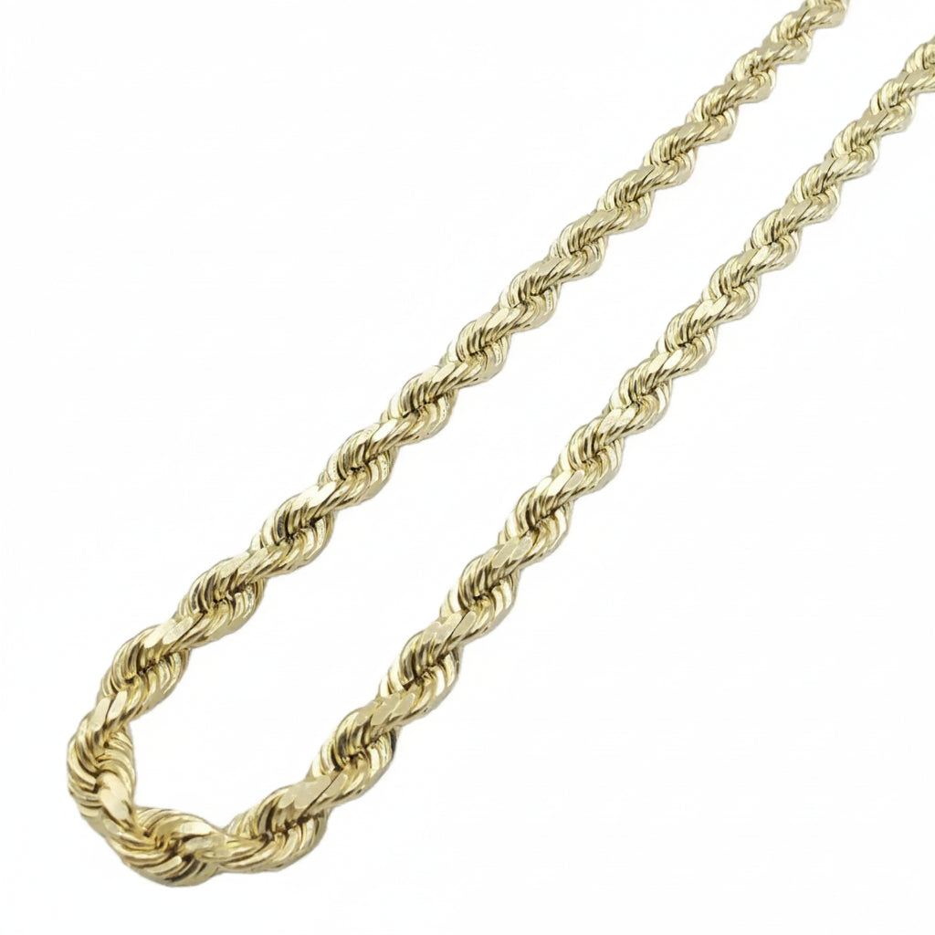 14K Hollow Gold Rope Chain — Italian Yellow Gold