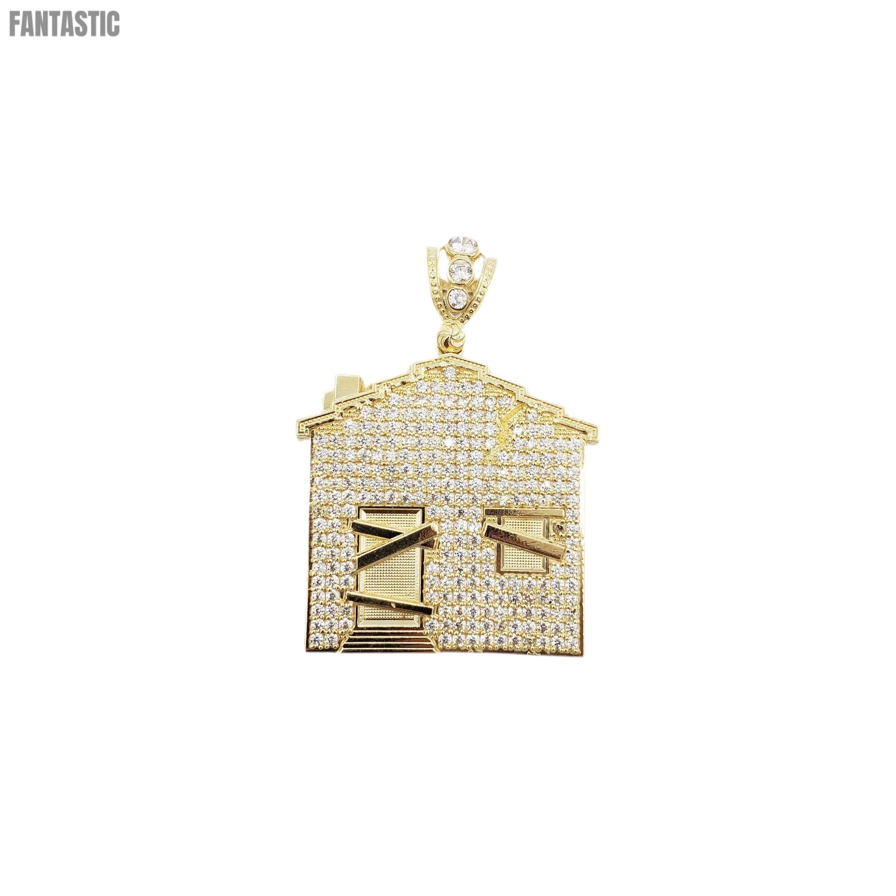 14K Gold- Trap House Pendant Fantastic Jewelry NYC