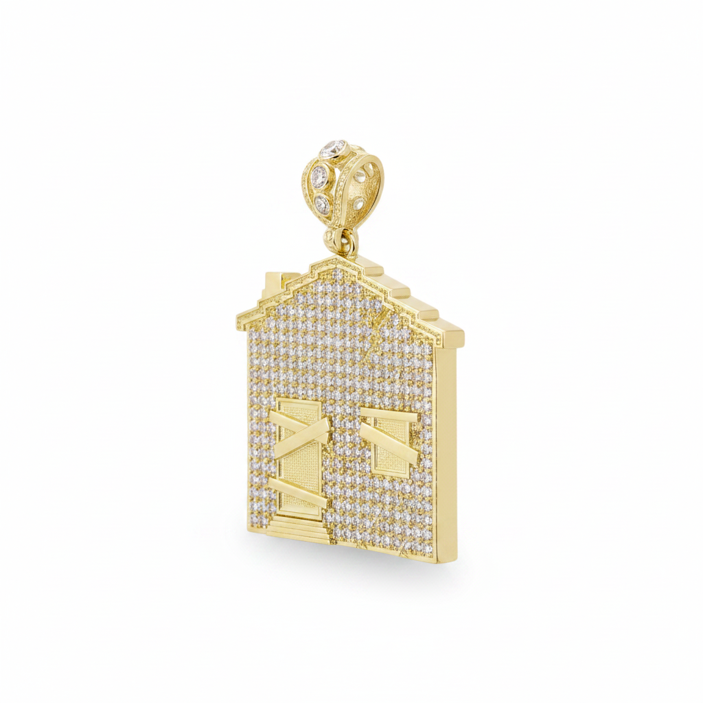 14K Gold- Trap House Pendant