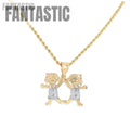 14K Gold Two Girls Pendant Necklace for Girls