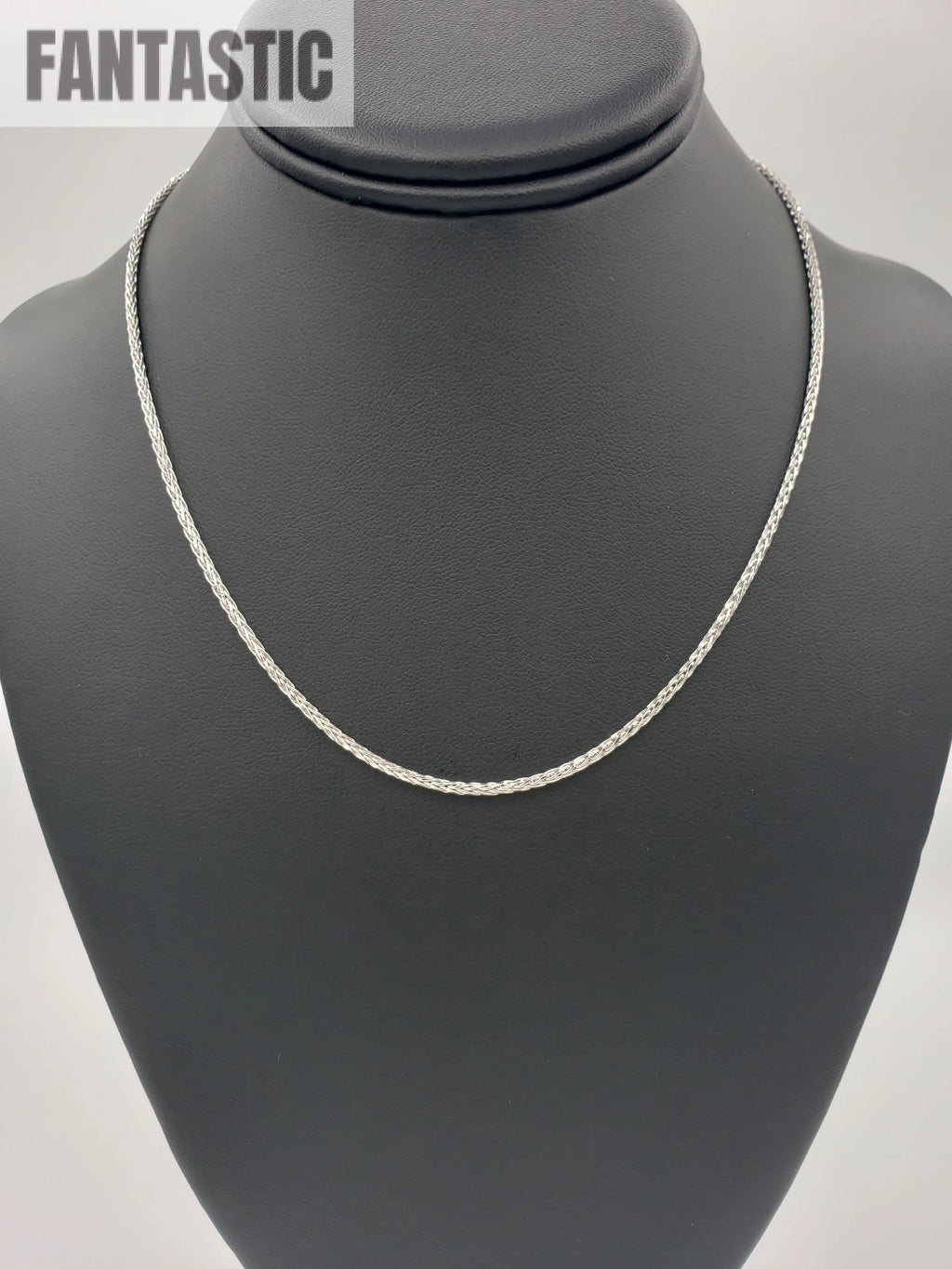 14K Gold- Ultra Thin Solid Wheat Chain (White Gold) Fantastic NYC