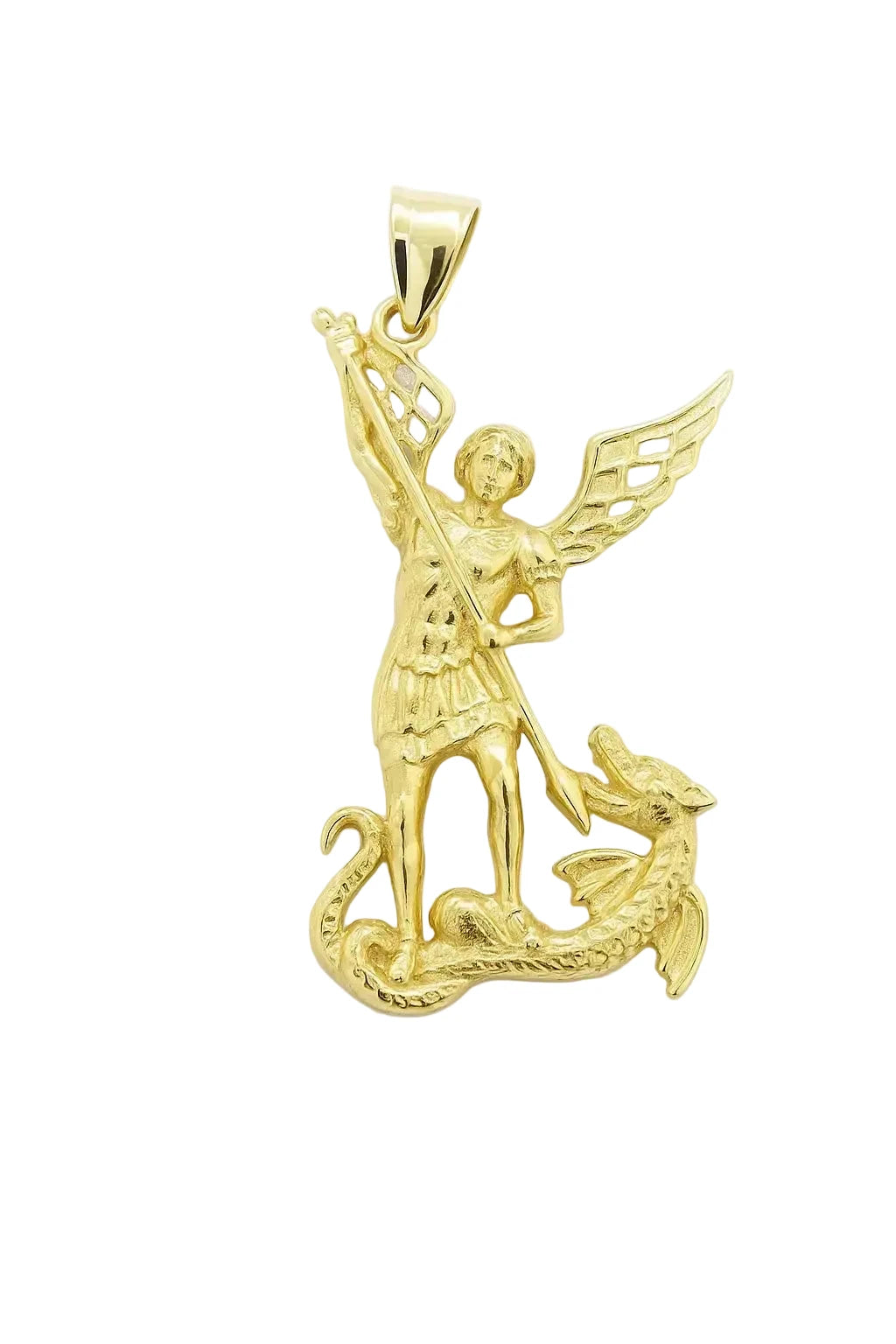 14K Real Gold Saint Michael Pendant – Slaying the Dragon, Defending the Light - Fantastic Jewelry NYC LLC