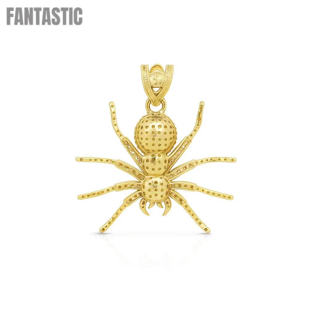14K Real Gold Spider Pendant – Mysterious. Bold. Unforgettable Fantastic Jewelry NYC