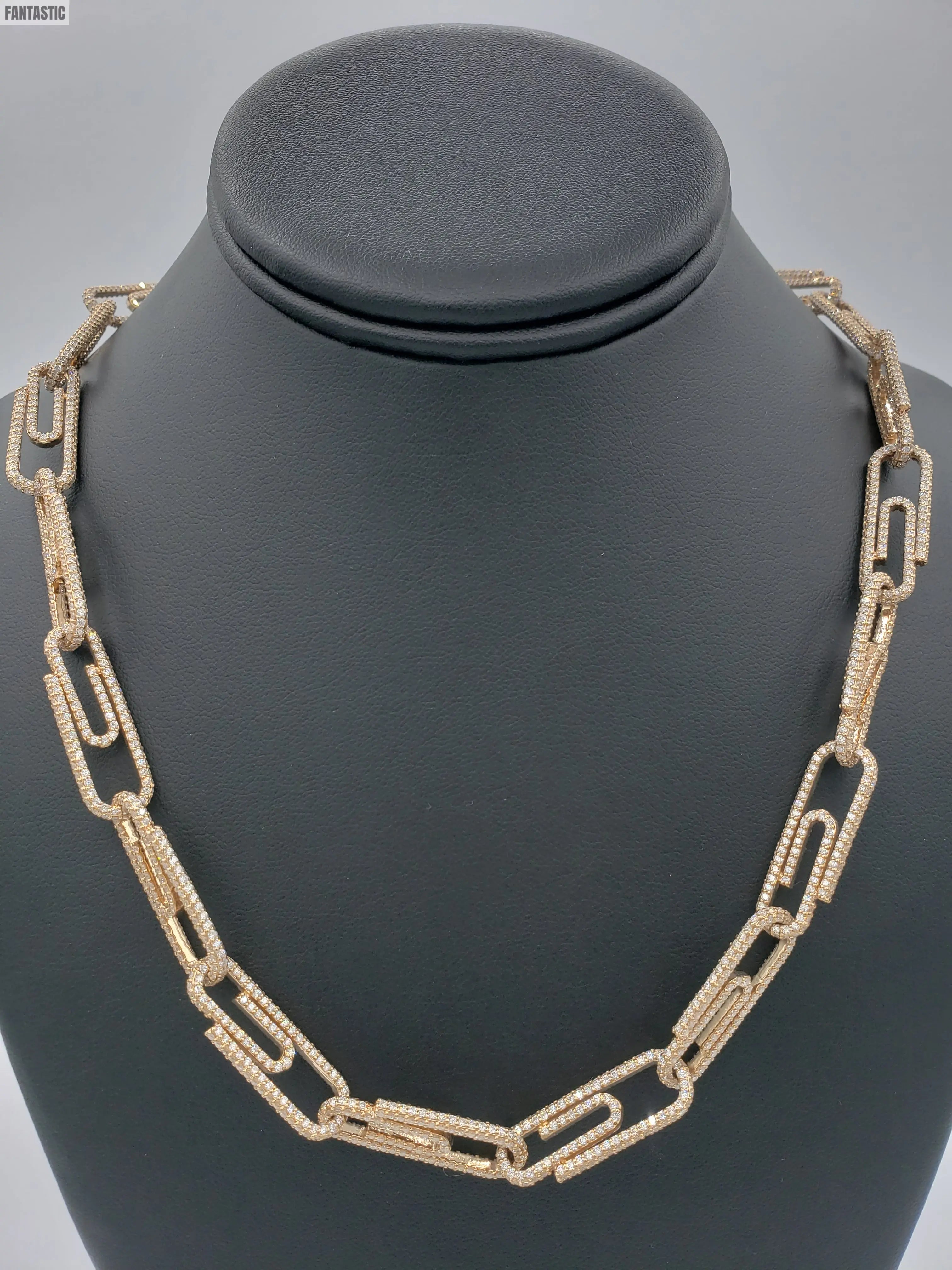 14K Rose Gold- Diamond Paperclip Chain 73.5 Grams Fantastic NYC